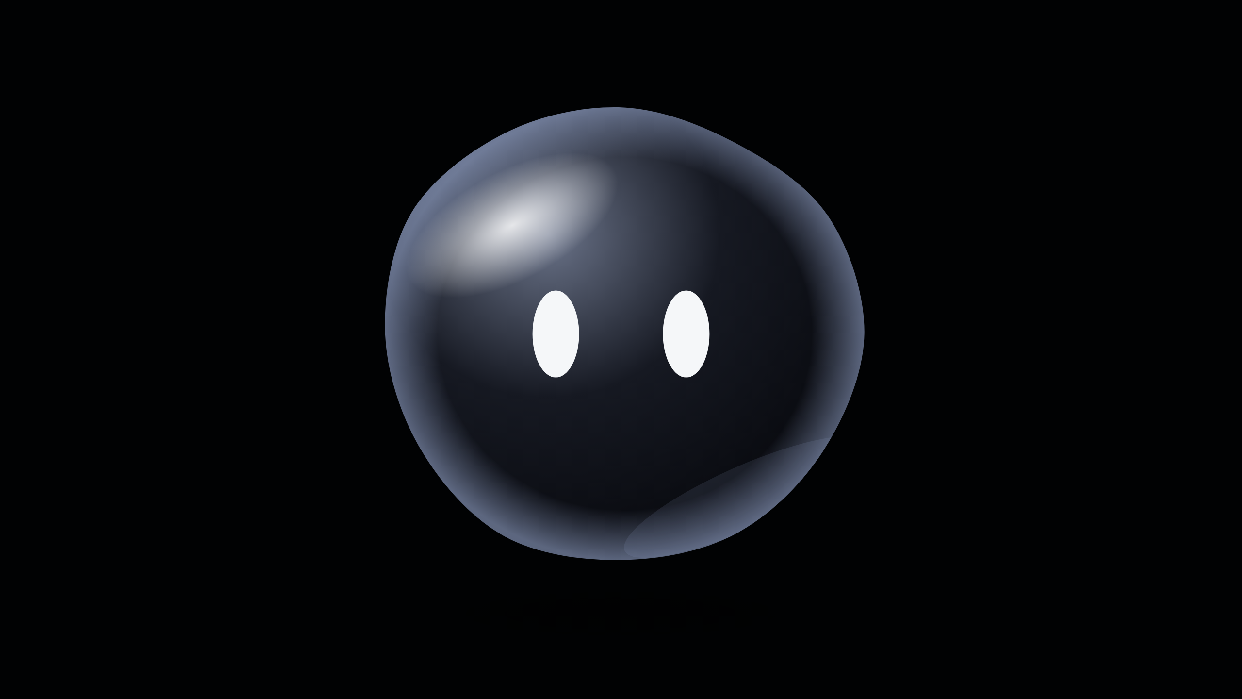 A glossy dark blob with two eyes, an illustration of an agent
